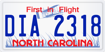NC license plate DIA2318