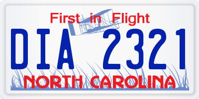 NC license plate DIA2321