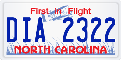 NC license plate DIA2322