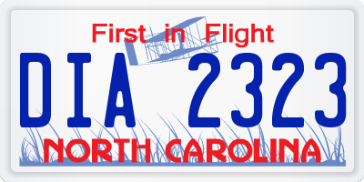 NC license plate DIA2323