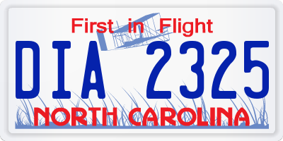 NC license plate DIA2325