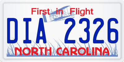 NC license plate DIA2326