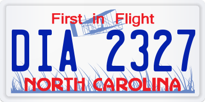 NC license plate DIA2327