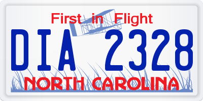 NC license plate DIA2328
