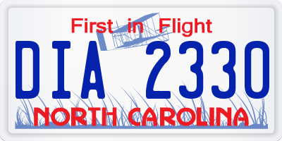 NC license plate DIA2330