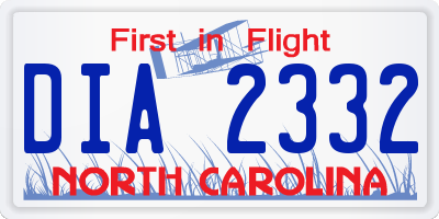 NC license plate DIA2332
