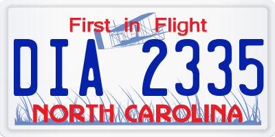 NC license plate DIA2335