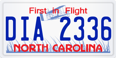 NC license plate DIA2336