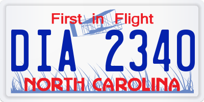 NC license plate DIA2340