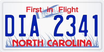 NC license plate DIA2341