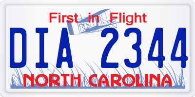 NC license plate DIA2344