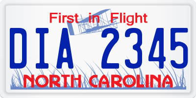 NC license plate DIA2345