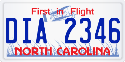 NC license plate DIA2346