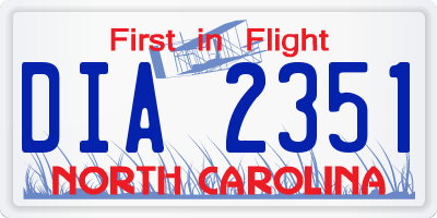 NC license plate DIA2351