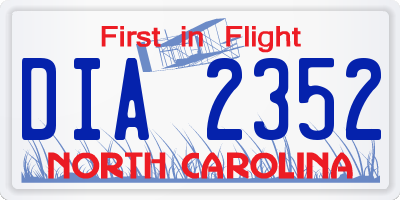 NC license plate DIA2352