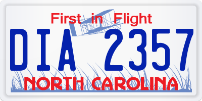 NC license plate DIA2357
