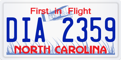 NC license plate DIA2359