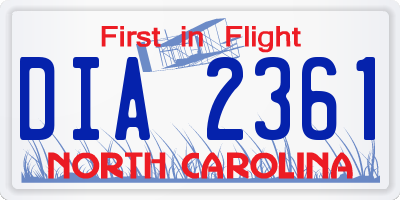 NC license plate DIA2361