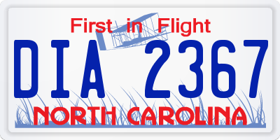 NC license plate DIA2367