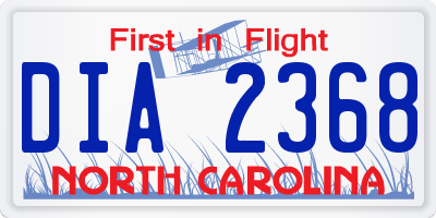 NC license plate DIA2368