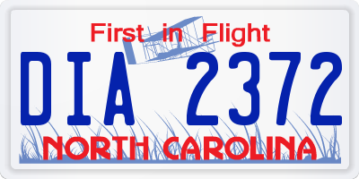 NC license plate DIA2372
