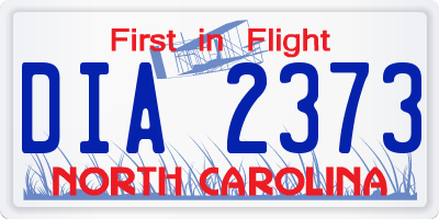NC license plate DIA2373