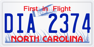 NC license plate DIA2374