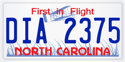 NC license plate DIA2375
