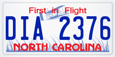 NC license plate DIA2376