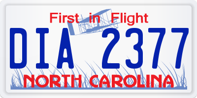 NC license plate DIA2377