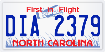 NC license plate DIA2379