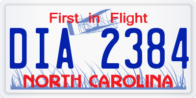 NC license plate DIA2384