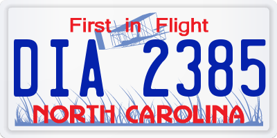 NC license plate DIA2385