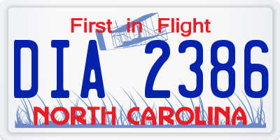 NC license plate DIA2386
