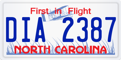 NC license plate DIA2387