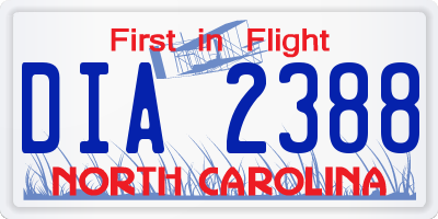 NC license plate DIA2388