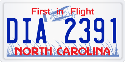 NC license plate DIA2391
