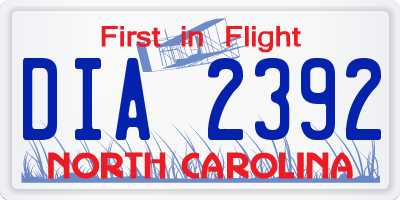 NC license plate DIA2392