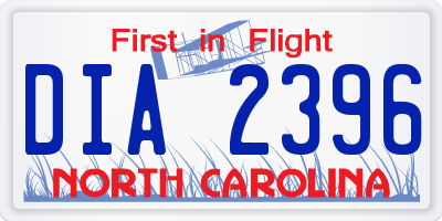 NC license plate DIA2396