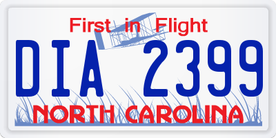 NC license plate DIA2399