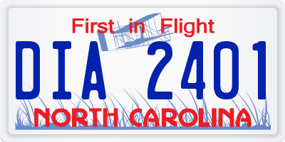 NC license plate DIA2401