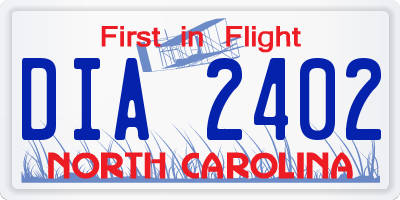 NC license plate DIA2402