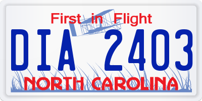 NC license plate DIA2403