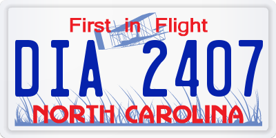 NC license plate DIA2407