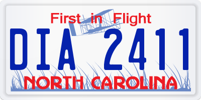 NC license plate DIA2411