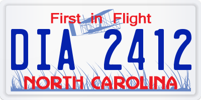NC license plate DIA2412