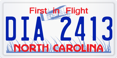 NC license plate DIA2413