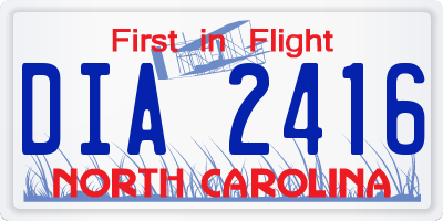 NC license plate DIA2416