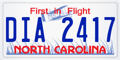 NC license plate DIA2417