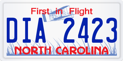 NC license plate DIA2423